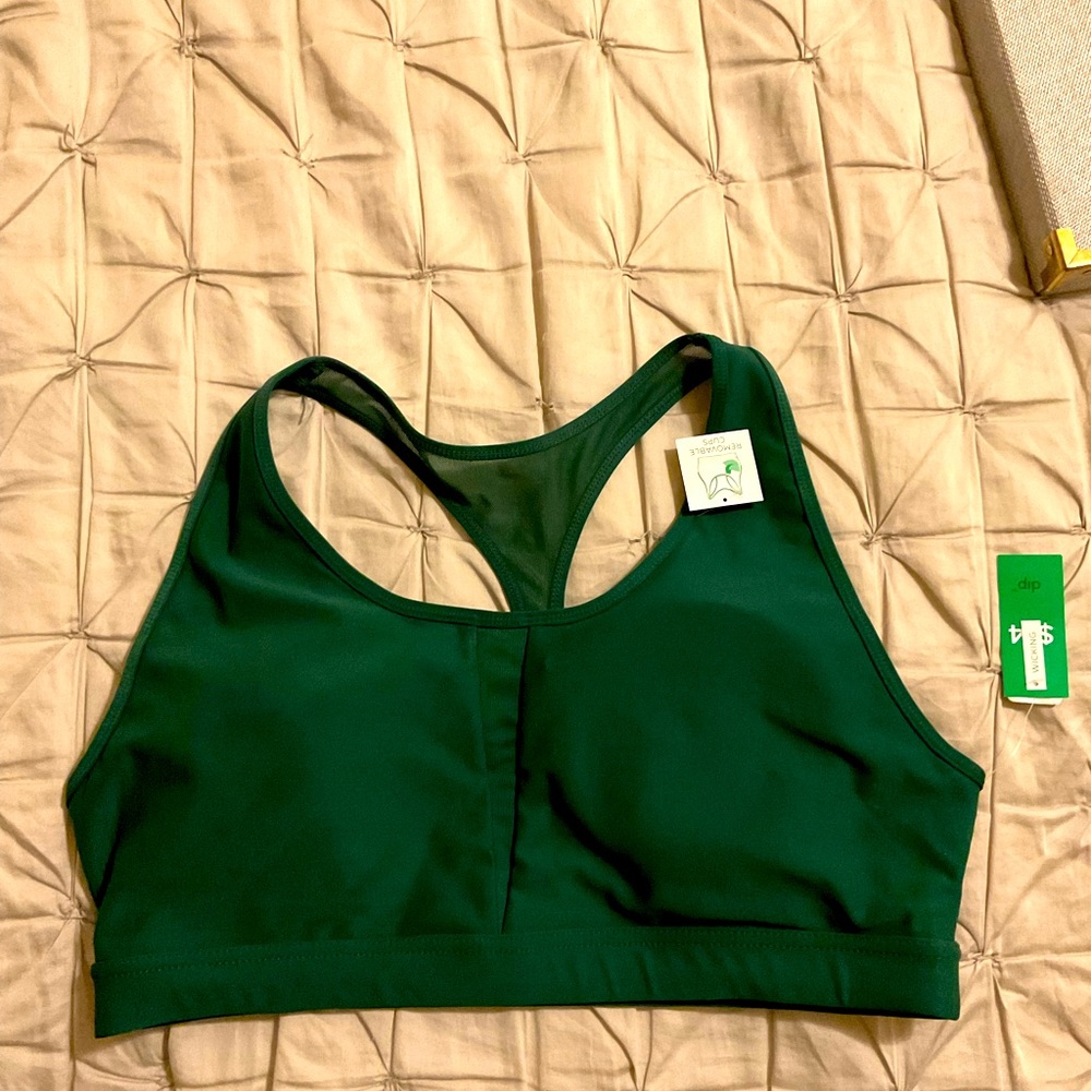 Womens green padded sports bra